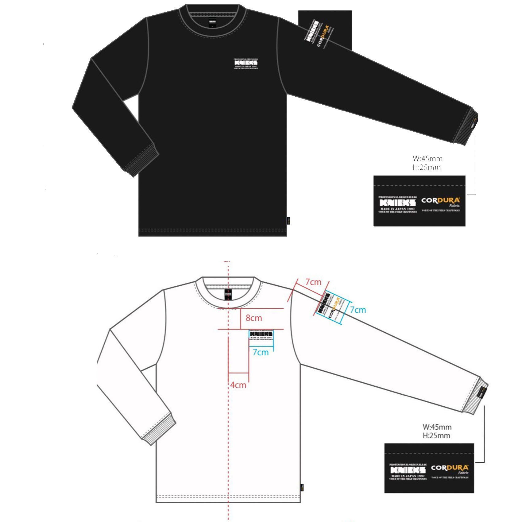 ９月末予約締切/１２月中旬発売予定【KNICKS（ニックス）】KNICKS×cordura　長袖Ｔシャツ　コーデュラ混ロンＴ
