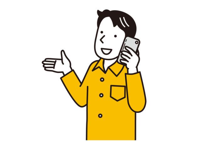 問合せしている男性のイラスト