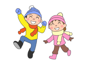 寒空の中、元気にあそぶ子どもたち