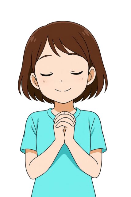 女のことが祈っているイラスト