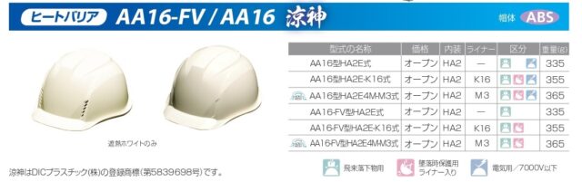 DICヘルメット_カタログ_ヒートバリア_AA16FV涼神