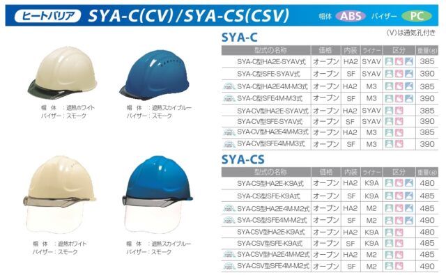 DICヘルメット_カタログ_ヒートバリア_SYAC_SYACS