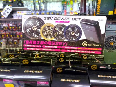 長信ジャパン_28Vモデルバッテリー＆ファンのPOP_ダイマツ店舗