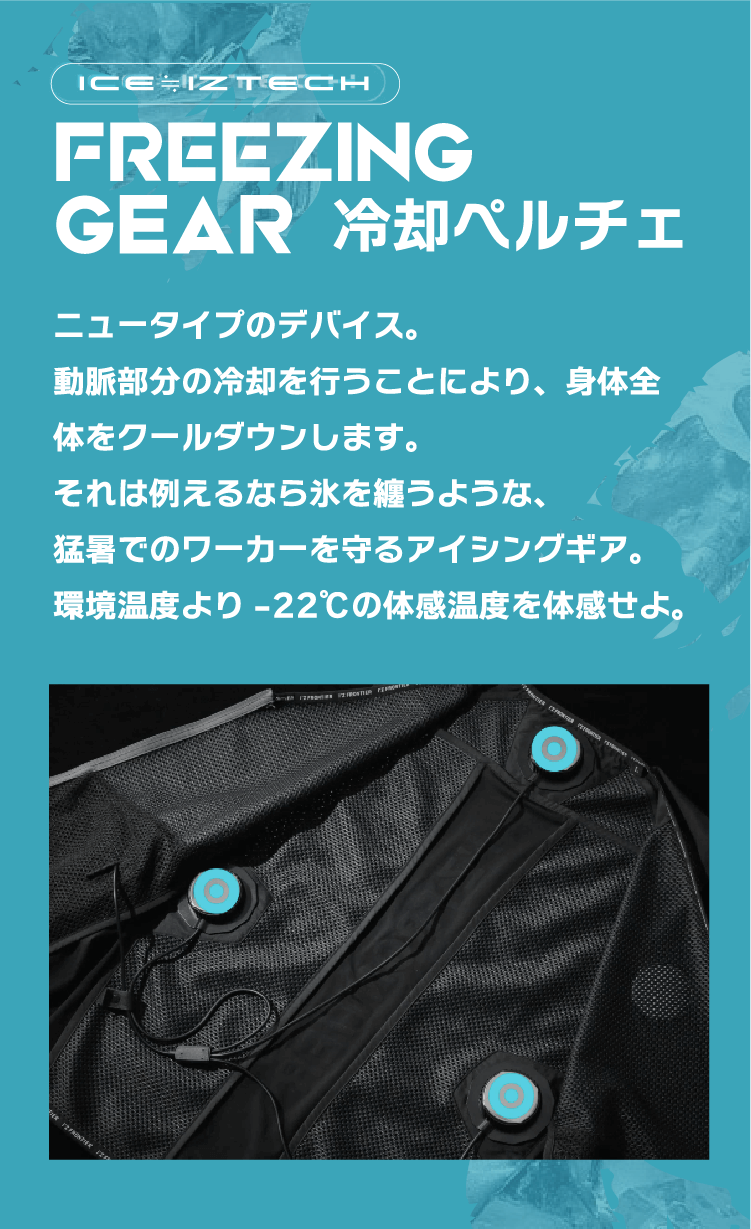 猛暑でのワーカーを守るアイシングギア。
