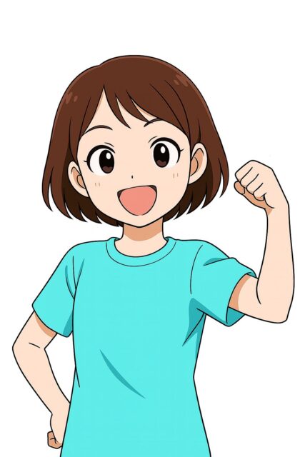 ガッツポーズをしている笑顔の女性イメージ